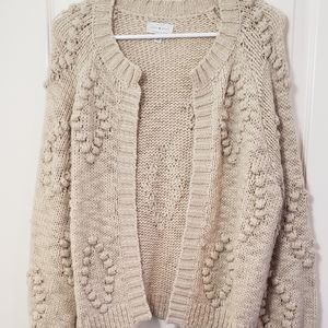 Lucky Brand Diamond Bauble Cardigan Pom-pom sweater size M